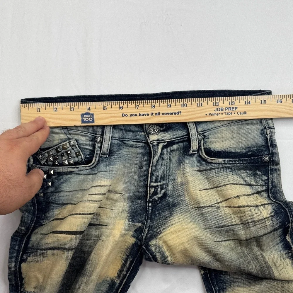 Rock & Republic Women's Distressed Blue and Tan Skinny Jeans 27 27x29 acid wash